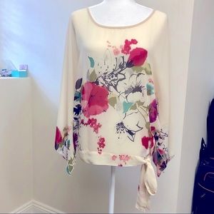 Papillon (M), Ivory/Floral, Cold Shoulder, Blouse
